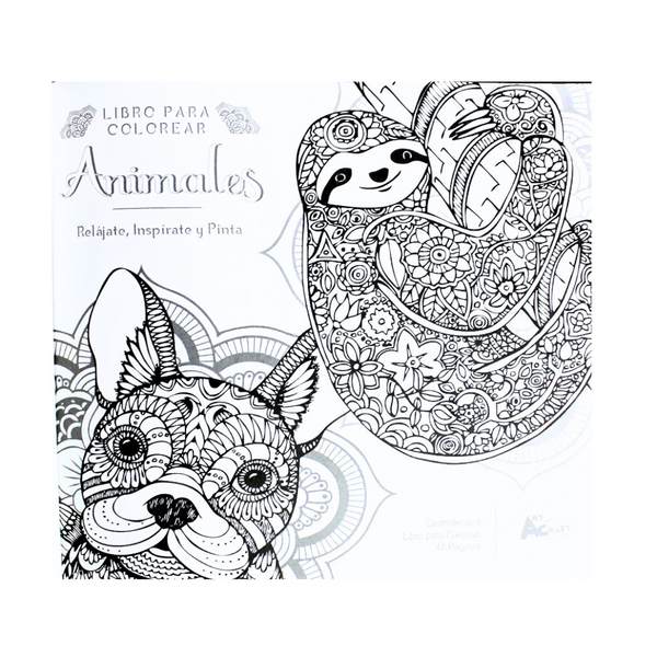 Libro Mandala Animales + 12 Plumones Doble Punta Fina/gruesa