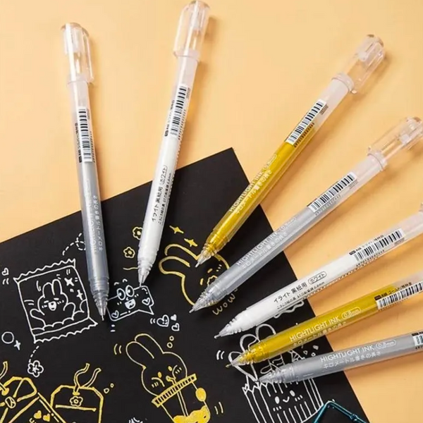 Lápices Tinta Gel Mágicos Blanco, Dorado Y Plateado Pack 4