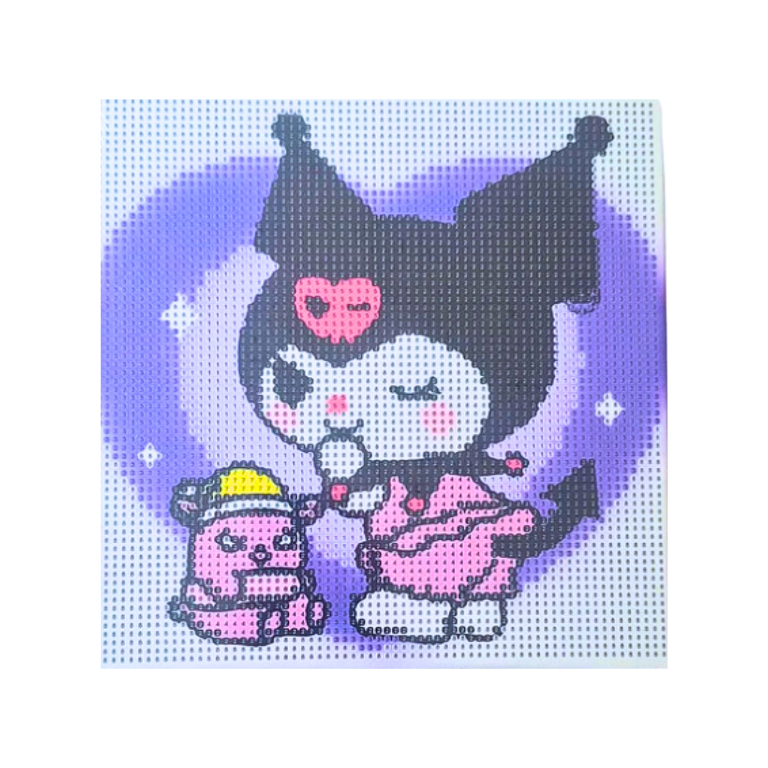 Cuadro De Arte Diamante Kuromi Diseño Kawaii De 20 X 20 Cm