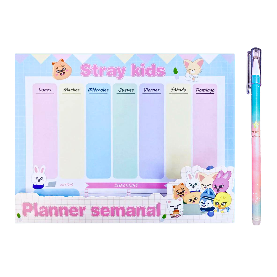 Planner Semanal 30 Hojas + Lápiz Tinta Gel 100% Borrable