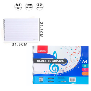 Block De Música A4 Croquera Con Pentagrama Para Composición