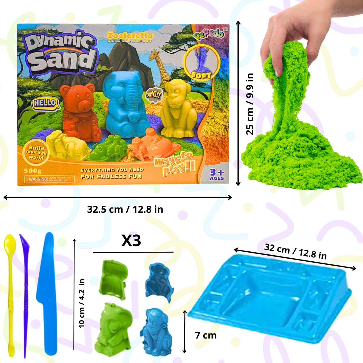 Arena Mágica Con Moldes Y Herramientas Varios Colores