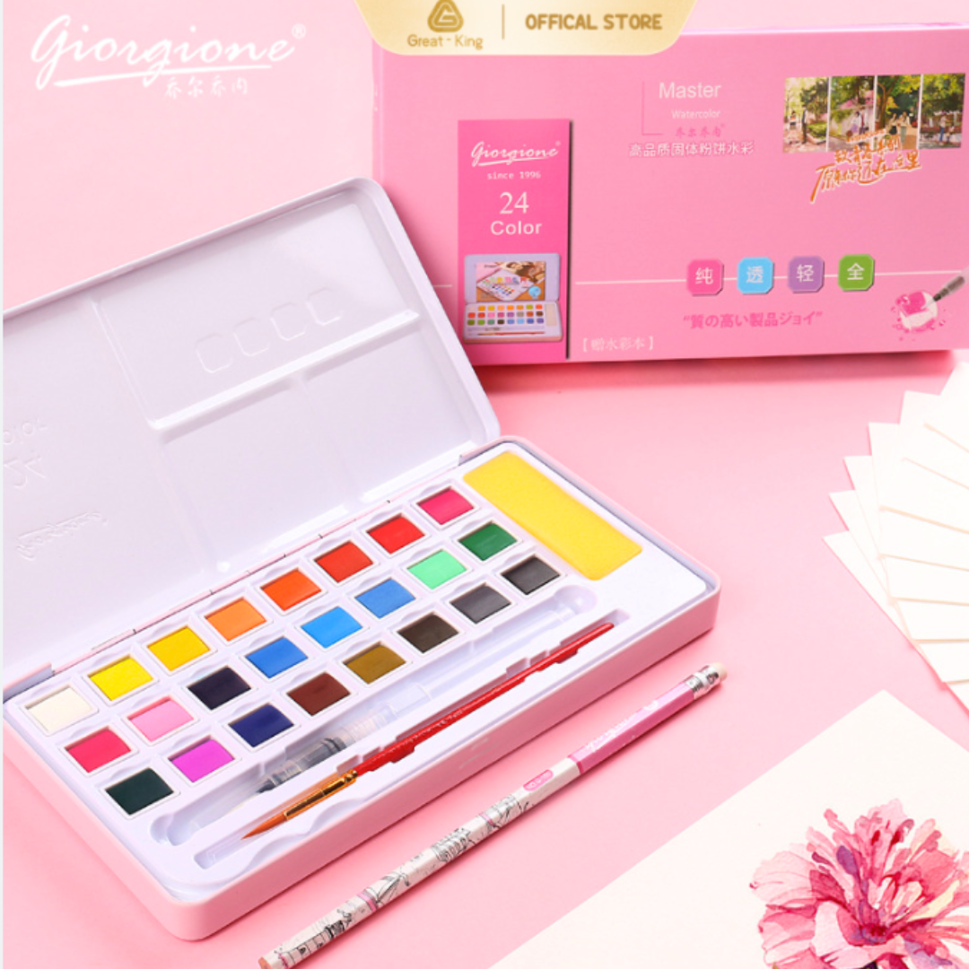 Kit Pintura Acuarela Sólida 24 Colores De Alta Calidad