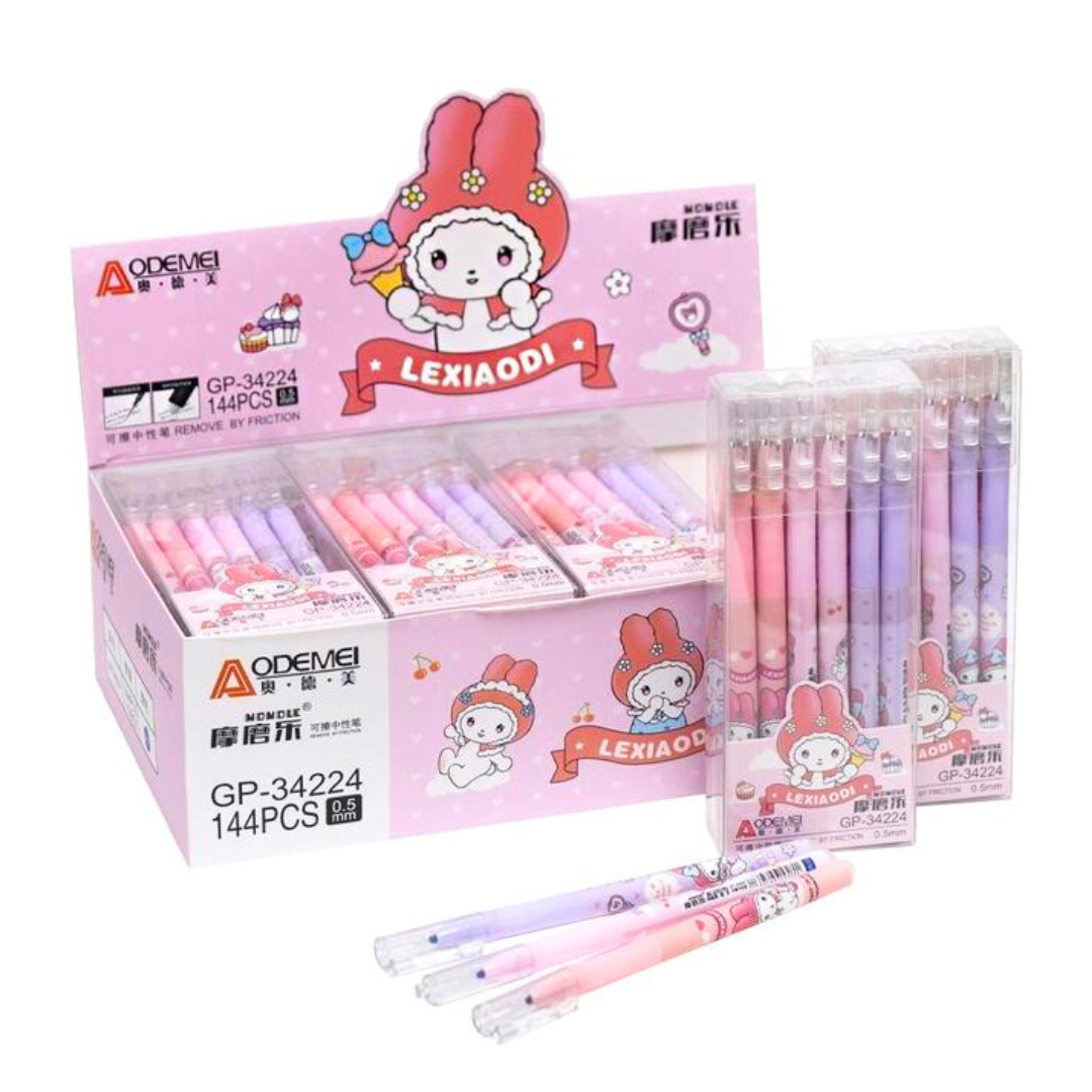 Caja 12 Lápices Kawaii Tinta Gel Borrable 100%