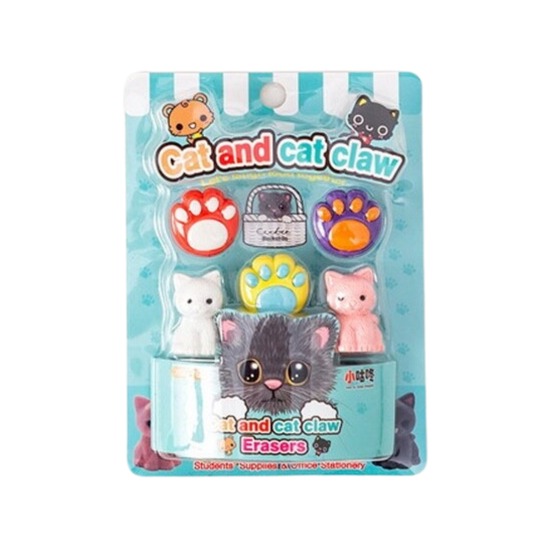 Set Gomas de Borrar Gatitos y Patitas