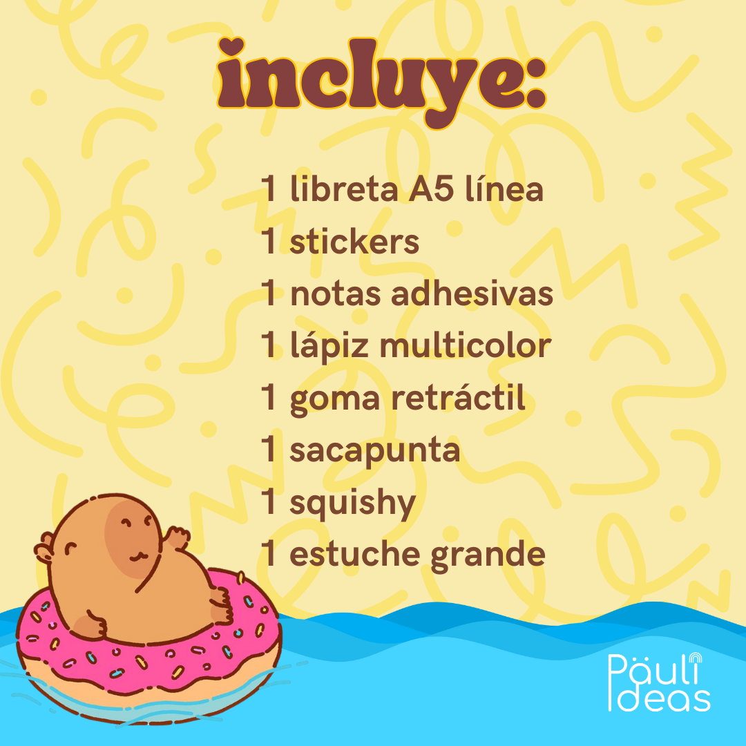 Papelería Capibara Kawaii Box De Regalo Capybara Tamaño L