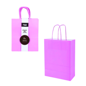 Bolsas De Papel Regalo Kraft Con Manilla Pack 12