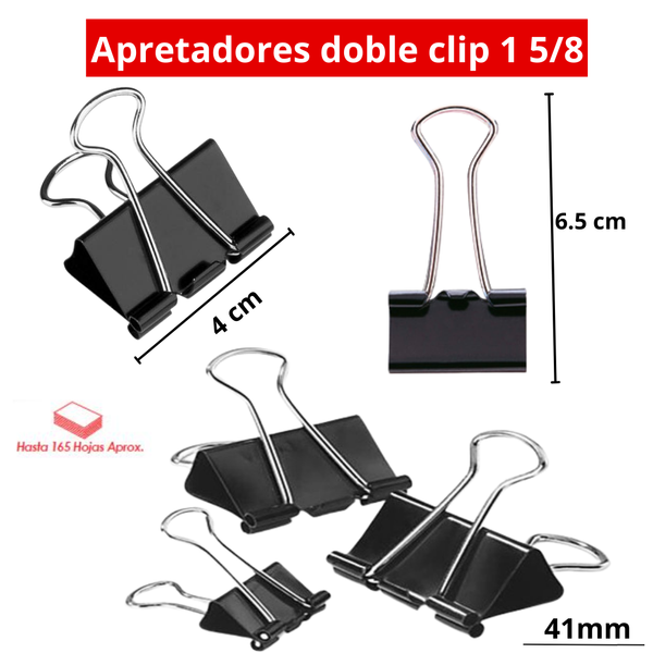 Sujetapapeles Metálicos Binder Clips Color Negro Pack 24