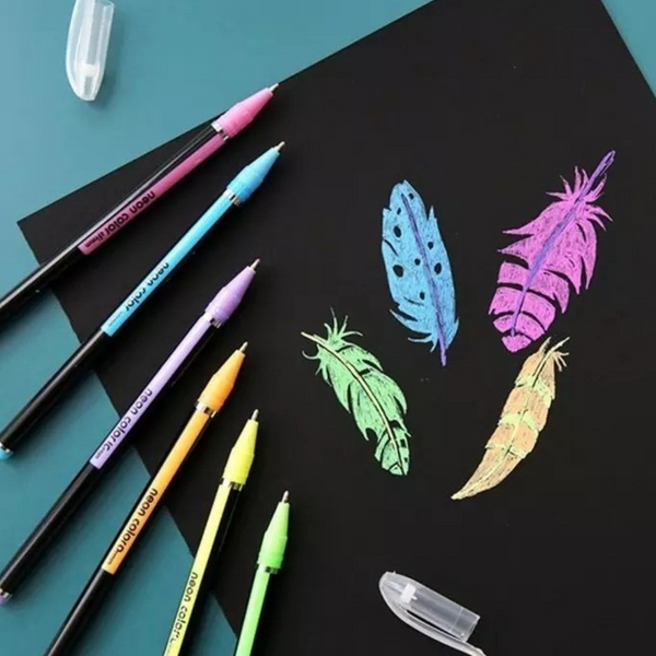 Cuaderno Hojas Negras + 12 Lápices Gel Colores Metalizados