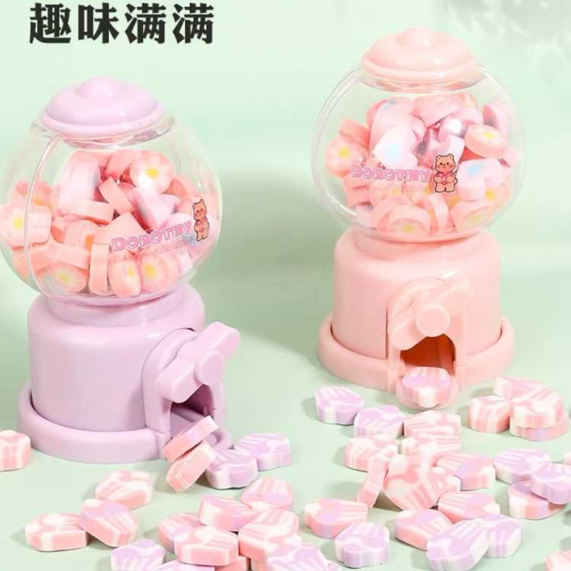 Mini Dispensador Gomas De Borrar Escolar Kawaii