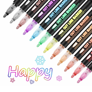 Set 6 Plumones Lettering Contorno Metalizado Outline