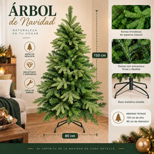 Árbol De Navidad 150cm Ramas Realistas Efecto Natural