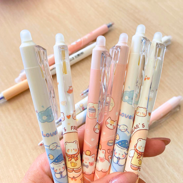 Pack 12 Lápices Tinta Gel 100% Borrable Diseño Kawaii