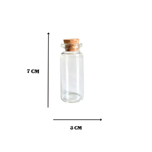 Set De 12 Mini Botella Vidrio Con Tapa Corcho 7cm x 3 cm