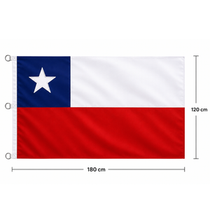 Bandera Chilena 180x120 Cm Estrella Bordada Fiestas Patrias