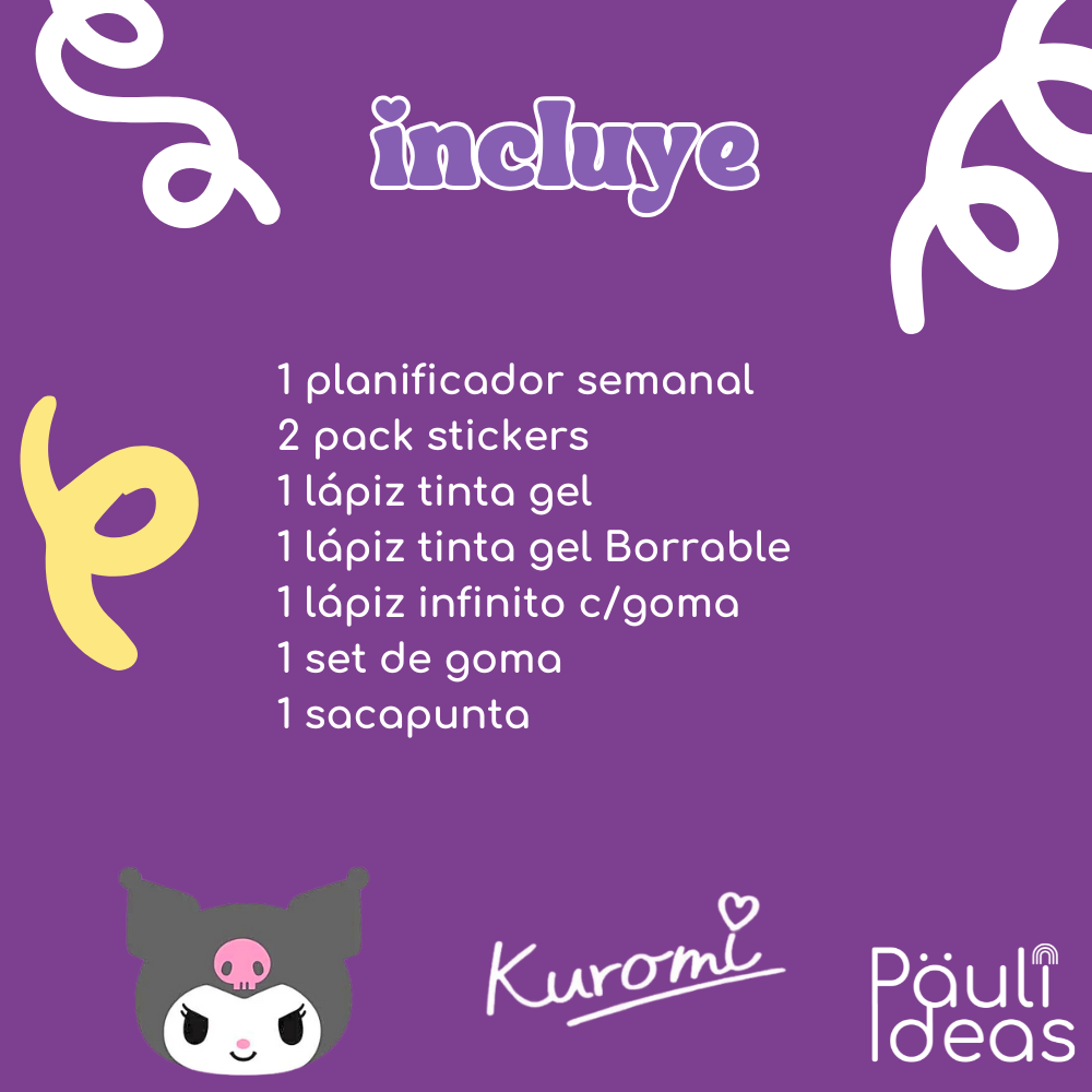 Box Regalo con Planificador Semanal Papelería Kuromi