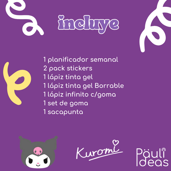 Box Regalo con Planificador Semanal Papelería Kuromi