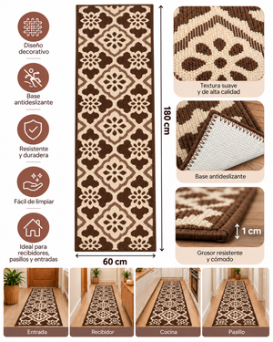 Alfombra Decorativa Antideslizante 180x60Cm Para Pasillo