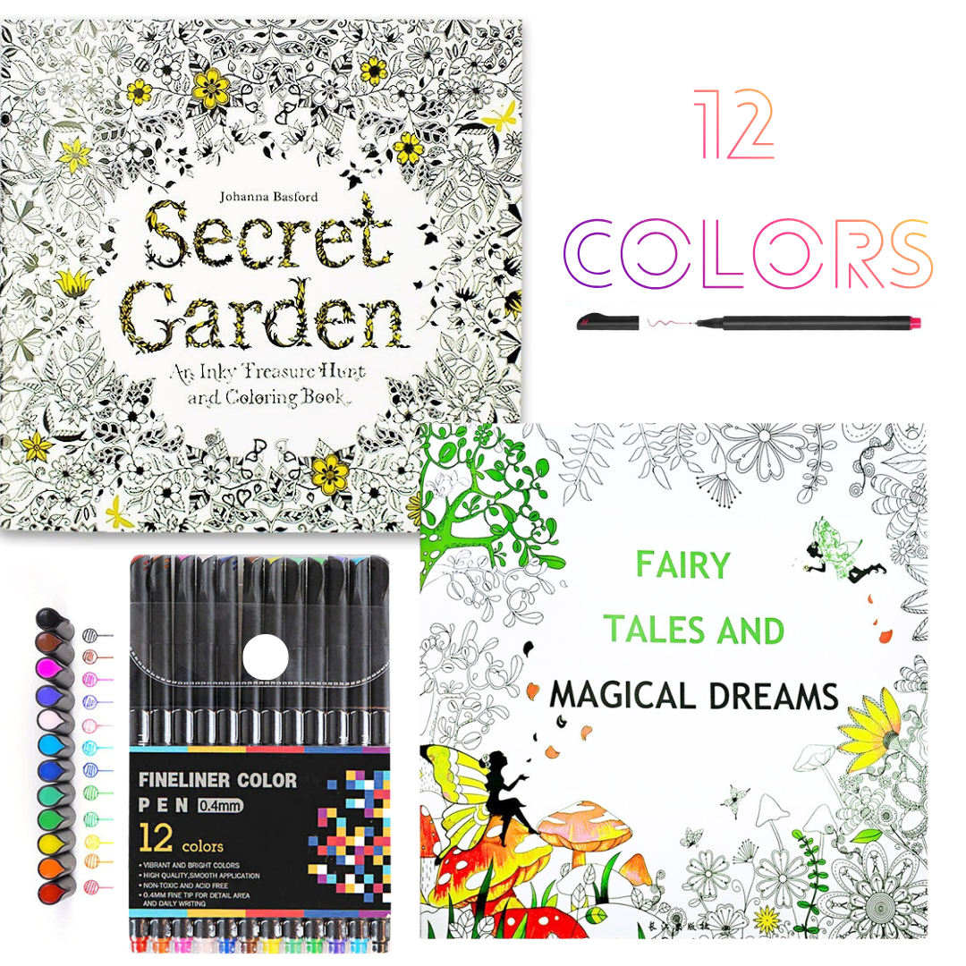 Set Mandalas Para Colorear + Lápices Tiralinea 12 Colores