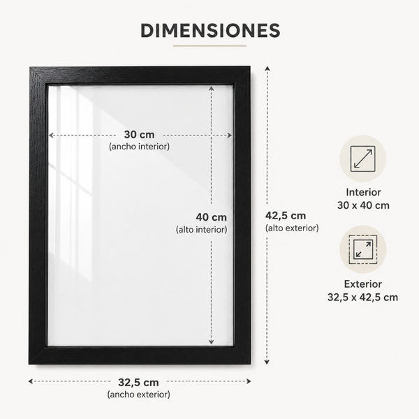 Marco Para Foto 30x40 Cm Decorativo De Madera