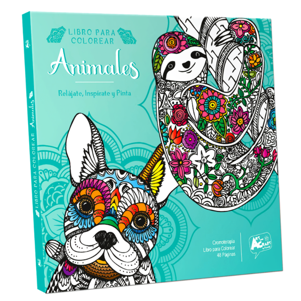 Libro Mandala Animales + 12 Plumones Doble Punta Fina/gruesa