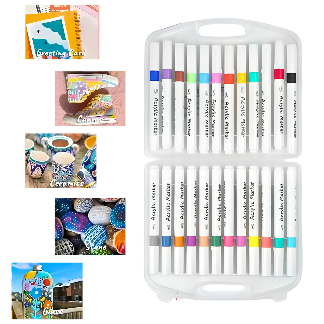 Set De 24 Plumones Acrílicos Para Toda Superficie
