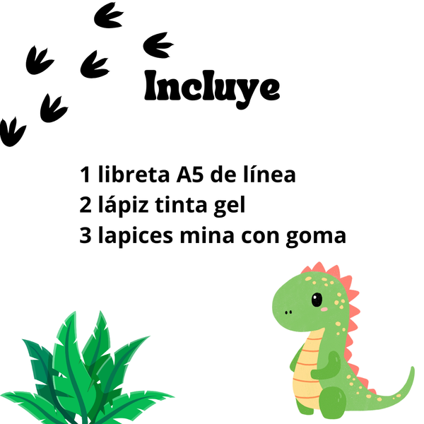 Set De Papelería Kawaii Tierna Dinosaurio