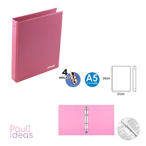 Archivador A5 De Pvc Con 4 Anillos Carpeta Organizadora