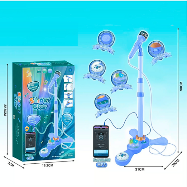 Micrófono Karaoke Infantil Con Luces Y Pedestal Juguete Mp3