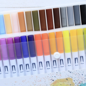 Plumones Punta Doble 48 Colores Punta Pincel Y Tiralíneas