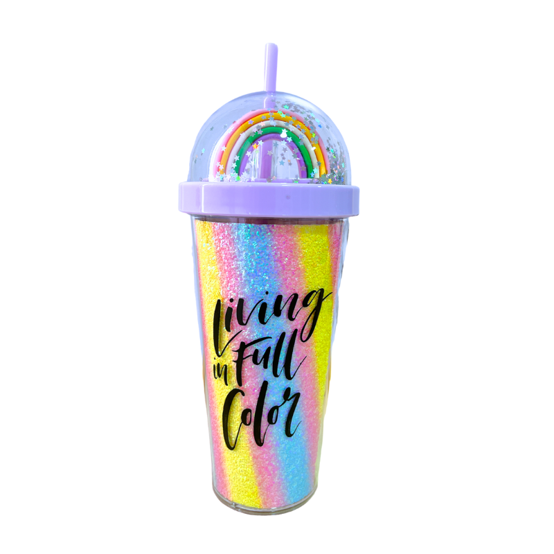 Vaso De Verano Con Bombilla Doble Acrílico Diseño Kawaii