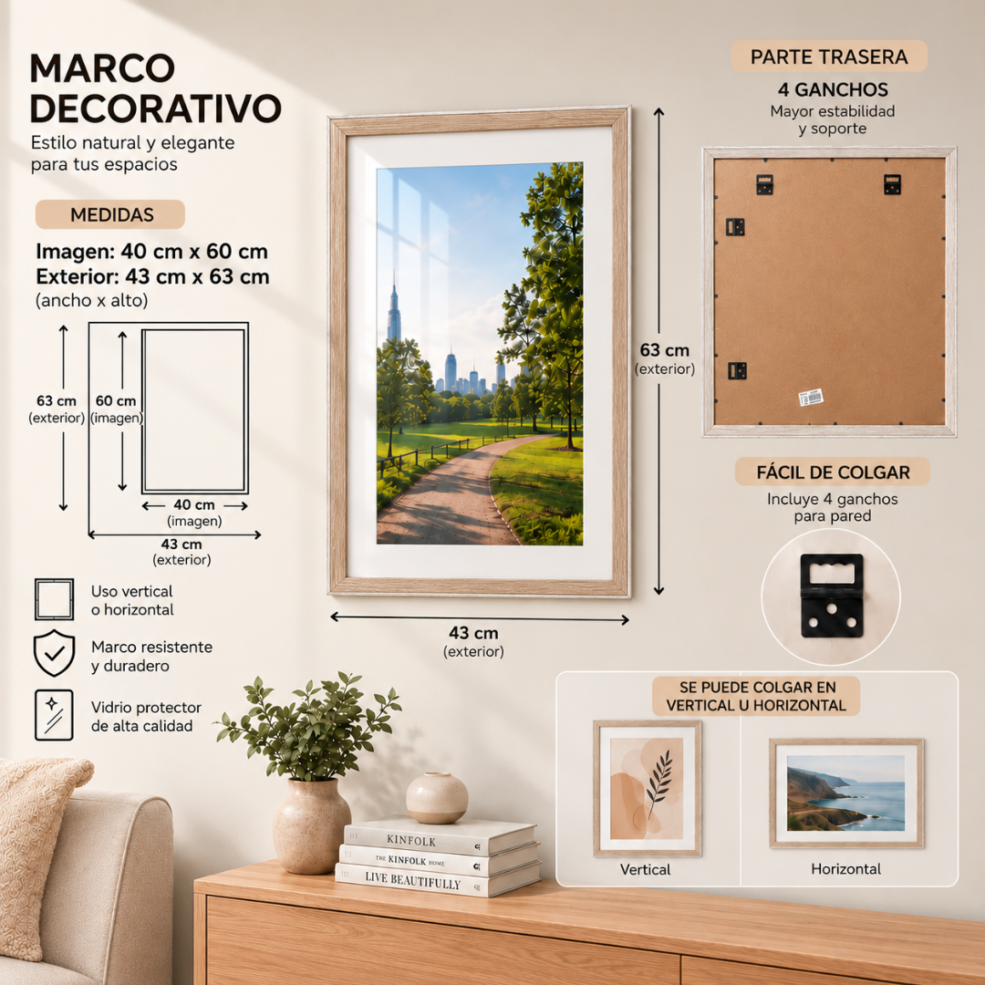 Marco Para Fotos 40x60 Cm Cuadro Portarretrato Decorativo Para Pared