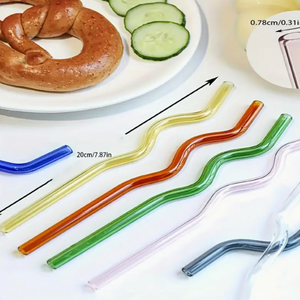 Set De 4 Bombillas Pajillas De Vidrio + 1 Cepillo