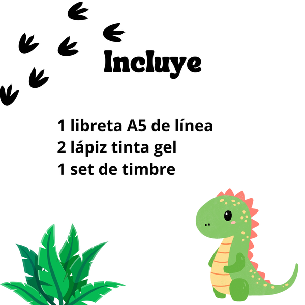 Set De Papelería Kawaii Tierna Dinosaurio