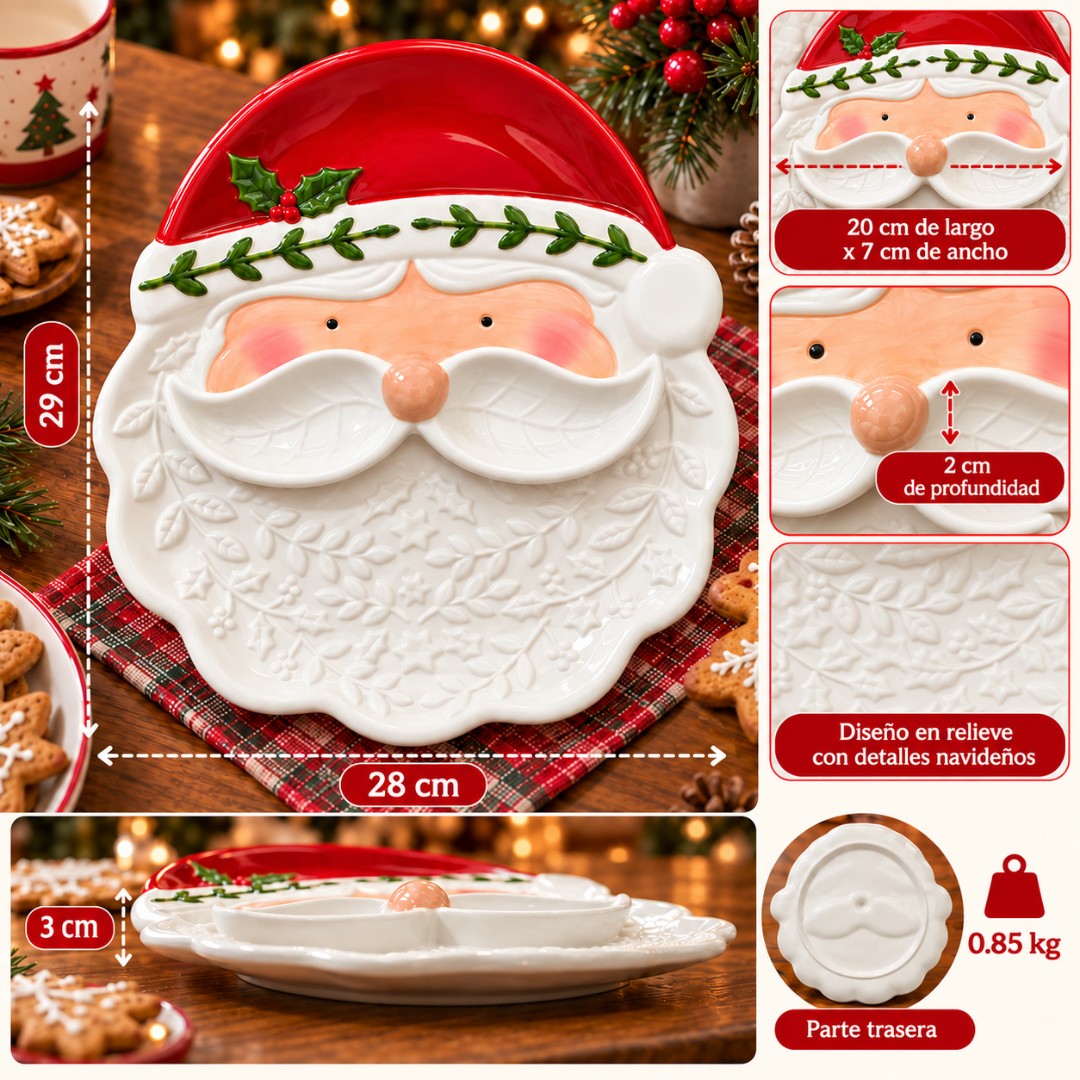 Bandeja Navideña Viejo Pascuero 28x29 Cm Para Aperitivos