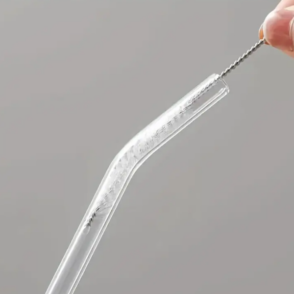 Set De 4 Bombillas Pajillas De Vidrio + 1 Cepillo