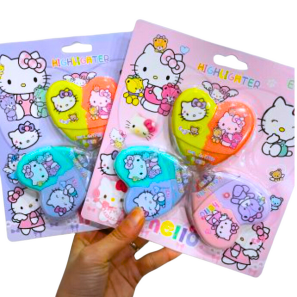 Destacadores Hello Kitty Con Diseño De Corazón Pack De 6