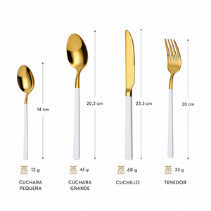 Set Cubiertos Dorados 24 Piezas Servicio Para 6 Personas