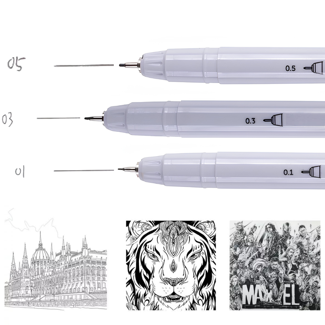 Set 7 Lápices Tiralíneas Negros Fineliner