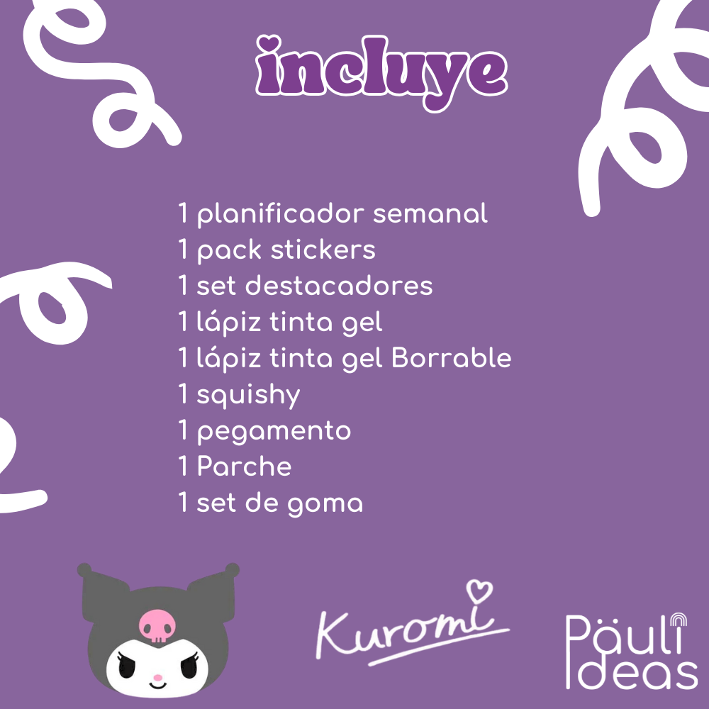 Box Regalo con Planificador Semanal Papelería Kuromi