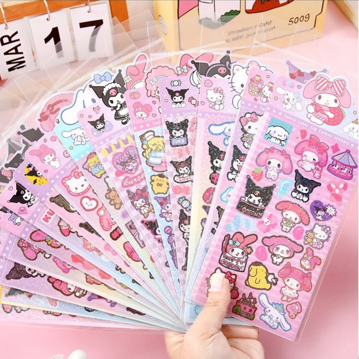 Set de Stickers Kawaii de Kuromi Holográfico Con Brillos