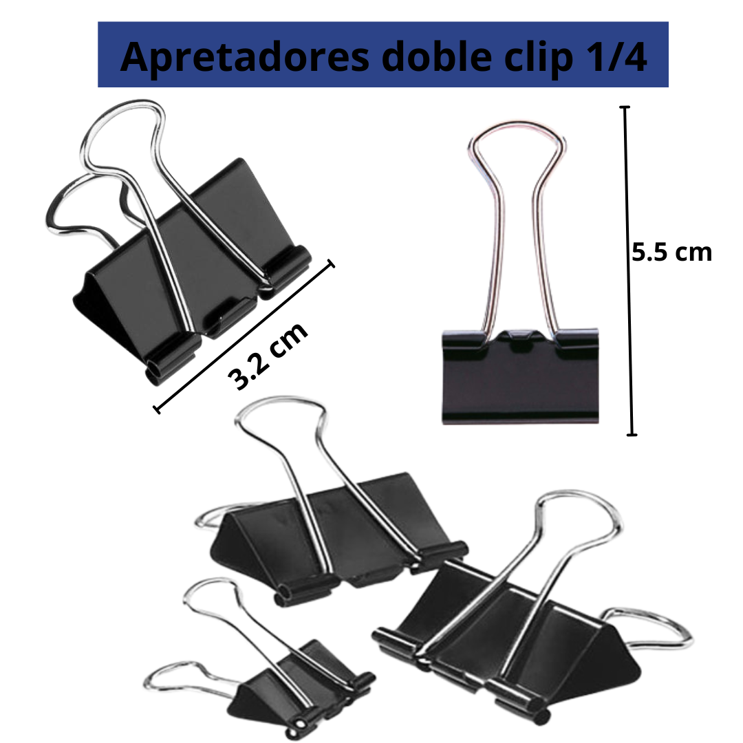 Sujetapapeles Metálicos Binder Clips Color Negro Pack 24