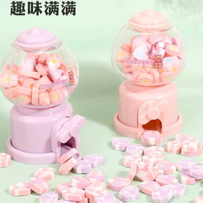 Dispensador con Mini Gomas de Borrar Kawaii