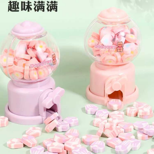 Dispensador con Mini Gomas de Borrar Kawaii