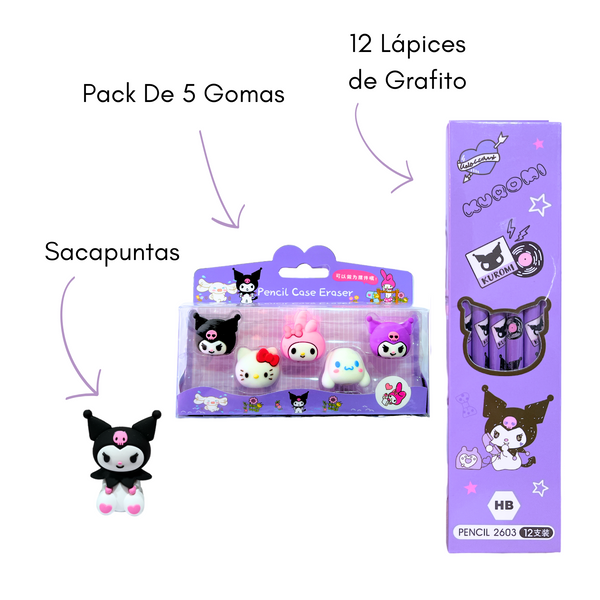 Kit Escolar De Regalo Kawaii Kuromi