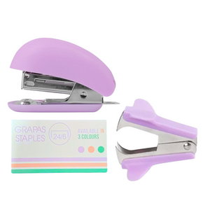 Set Mini Corchetera + Sacacorchetes + Corchetes Diseño Kawai