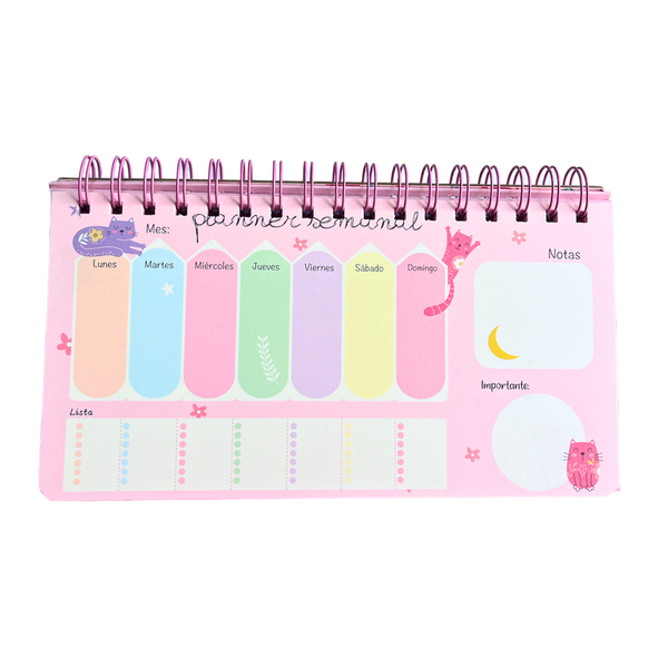 Planners Semanal Plegable Gatitos Kawaii