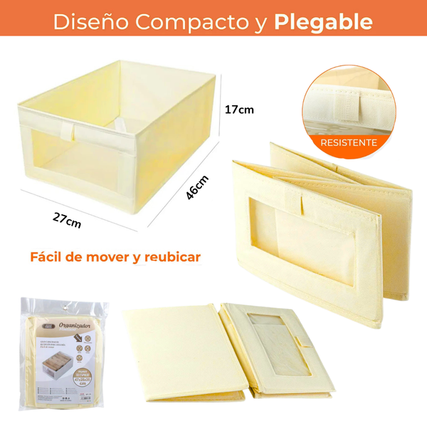 Caja De Almacenamiento De Tela Con Ventana 46x27x17cm
