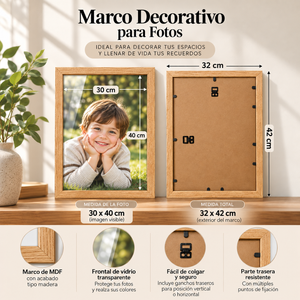 Marco Para Fotos 30x40 Cm Cuadro Portarretrato Decorativo Pared