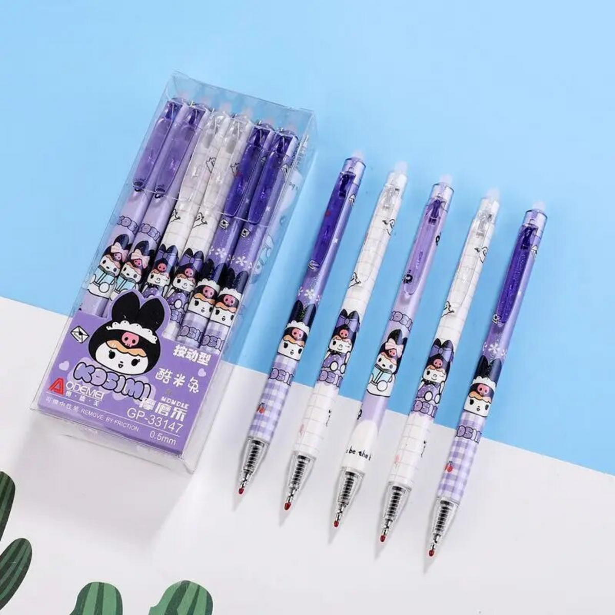 Caja 12 Lápices Kawaii Tinta Gel Borrable 100%